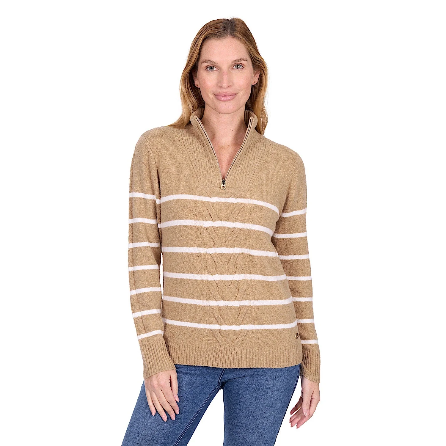 Thomas Cook Women's Luna 1/4 Zip Jumper - Tan Marle