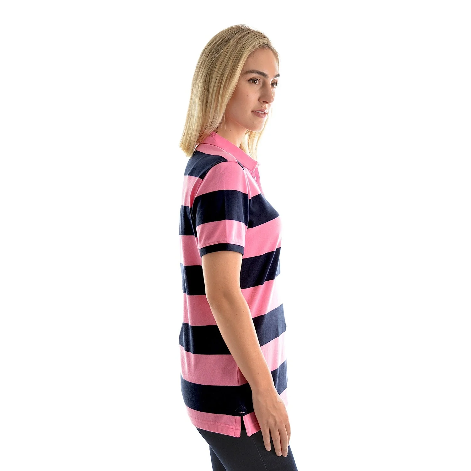 Thomas Cook Women's Rachel Stripe Polo Soft Pink/Dark Navy - Image 2