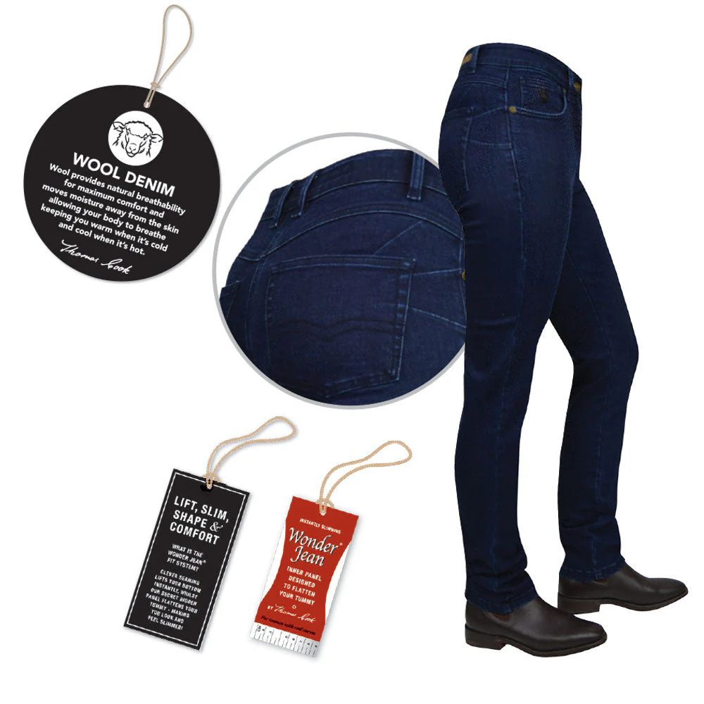 Thomas Cook Women's Wool Slim Leg Wonder Jean Dark Indigo 32" Leg - Image 3