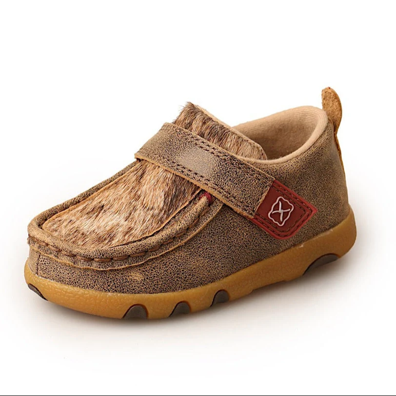 Twisted X INFANT Cow Fur Casual Mocs- Bomber/ Light Brindle
