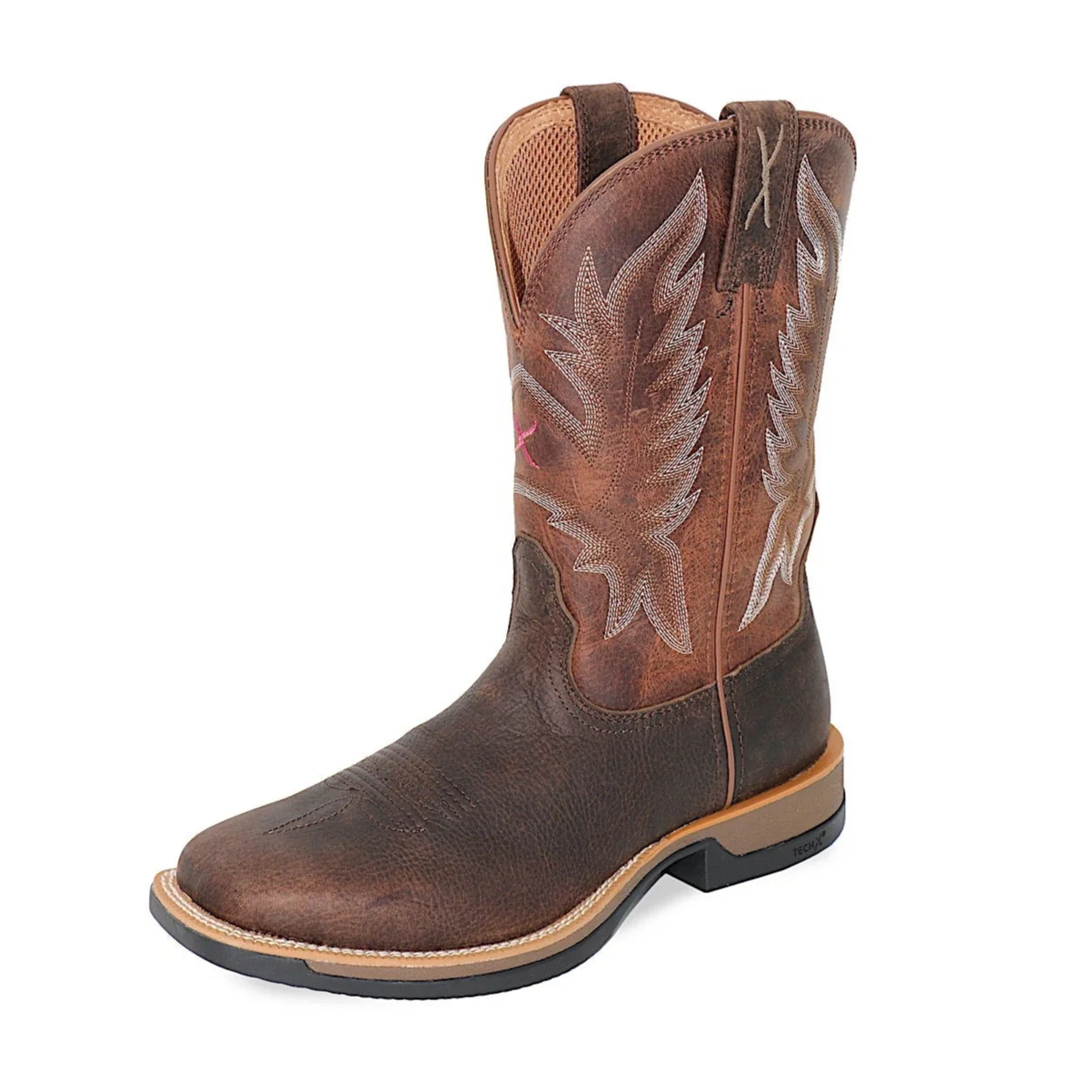 Twisted X Men's 11 Pink Tech X1 Western Boot - Tobacco Brown / Adobe