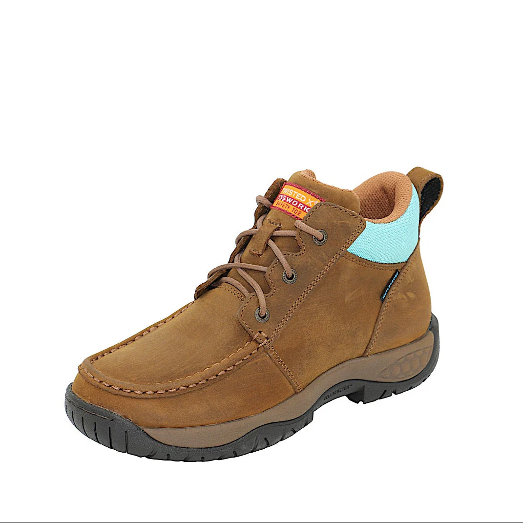 Twisted X Women's 4 All Around Work Boot - Oiled Saddle/Aruba Blue