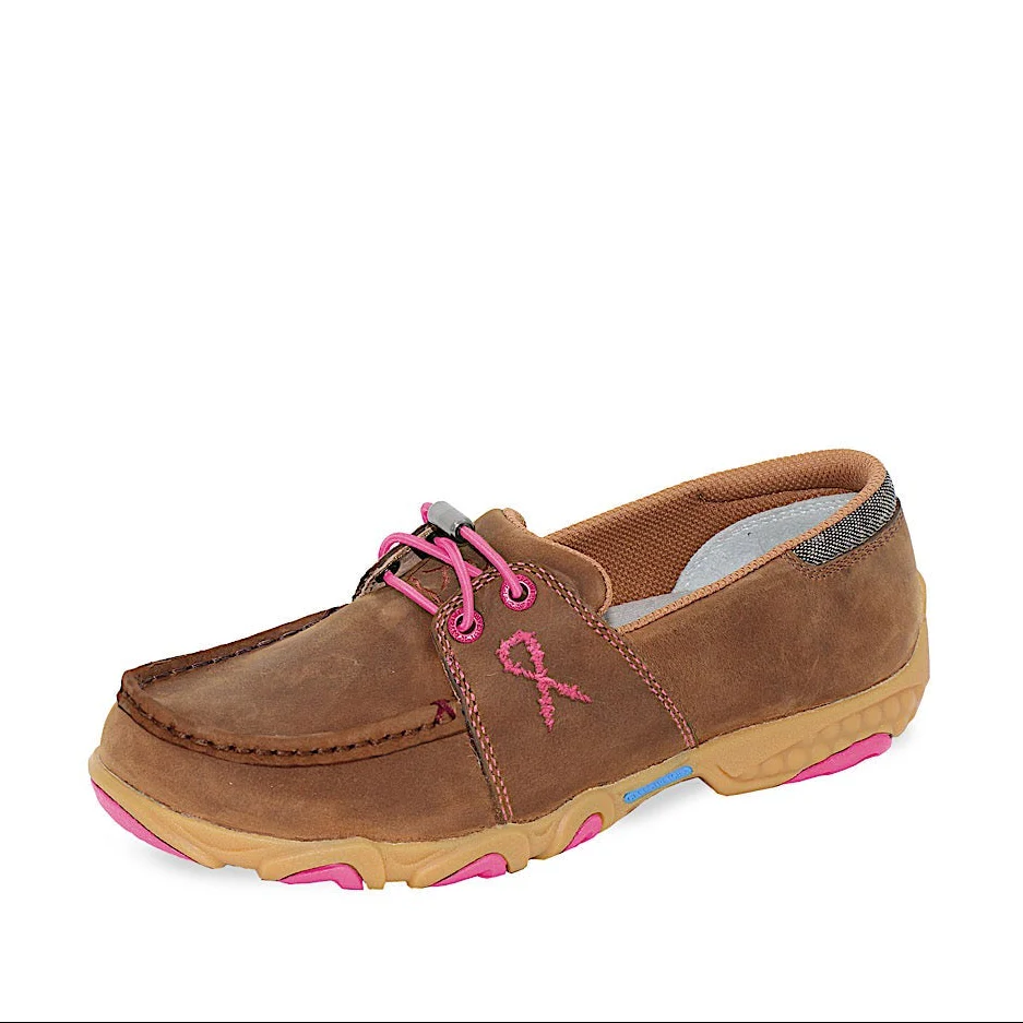 Twisted X Women's Cellstretch Elastic Tie Shoe - Pecan / ECO Dust / Pink