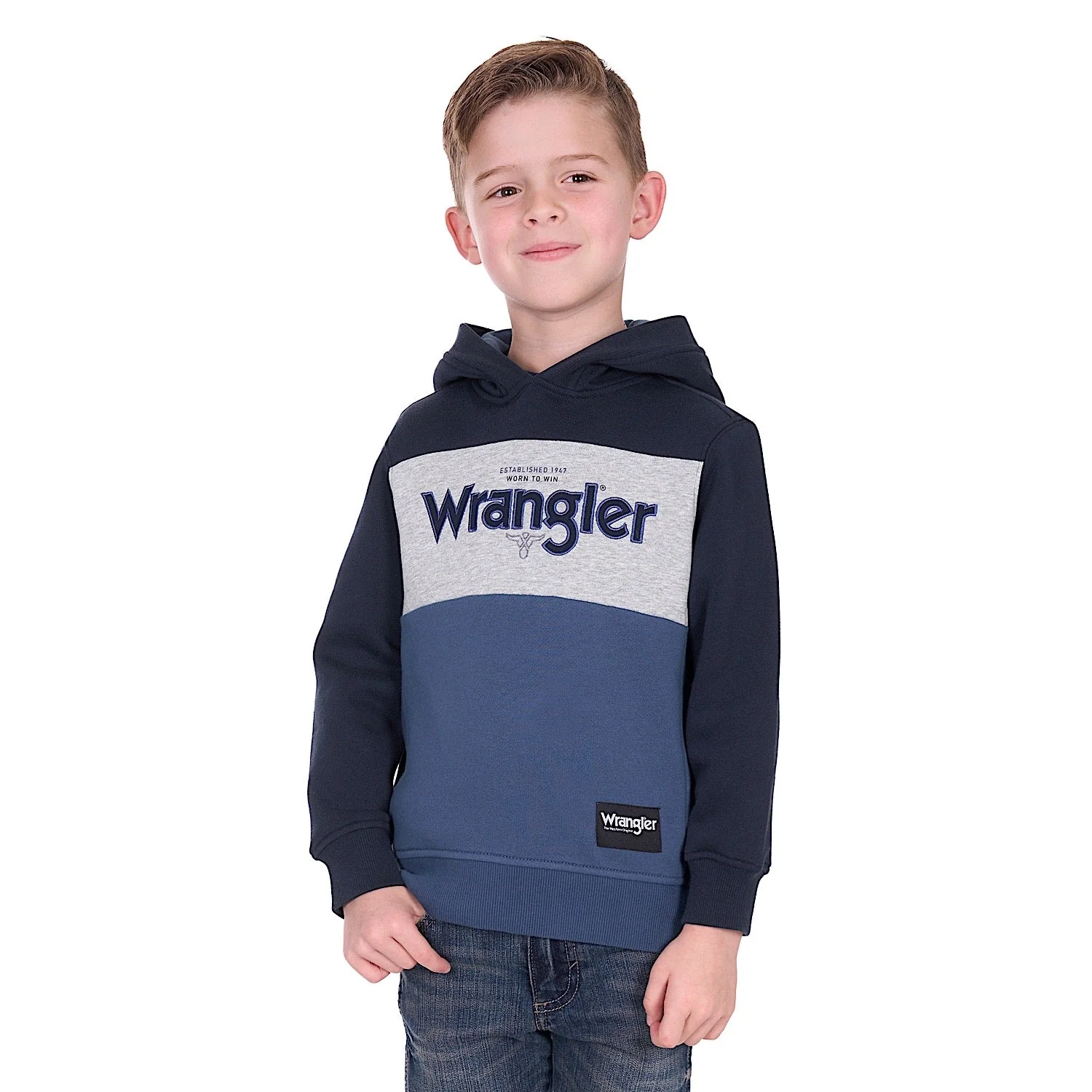 Wrangler Boys Clinton Hoodie - Navy/Denim - Image 2