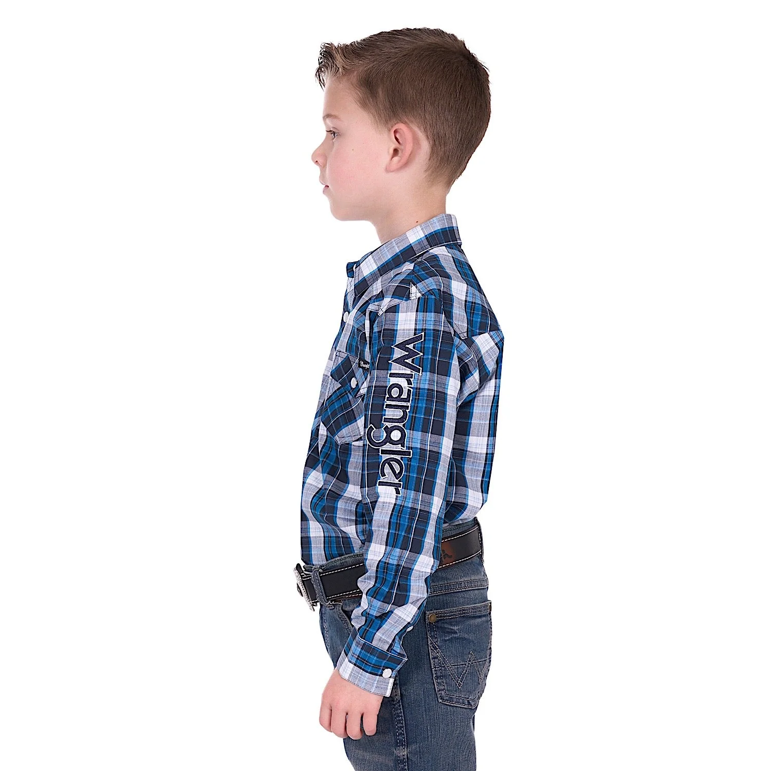 Wrangler Boys Tony Logo Shirt - Navy/Royal - Image 3