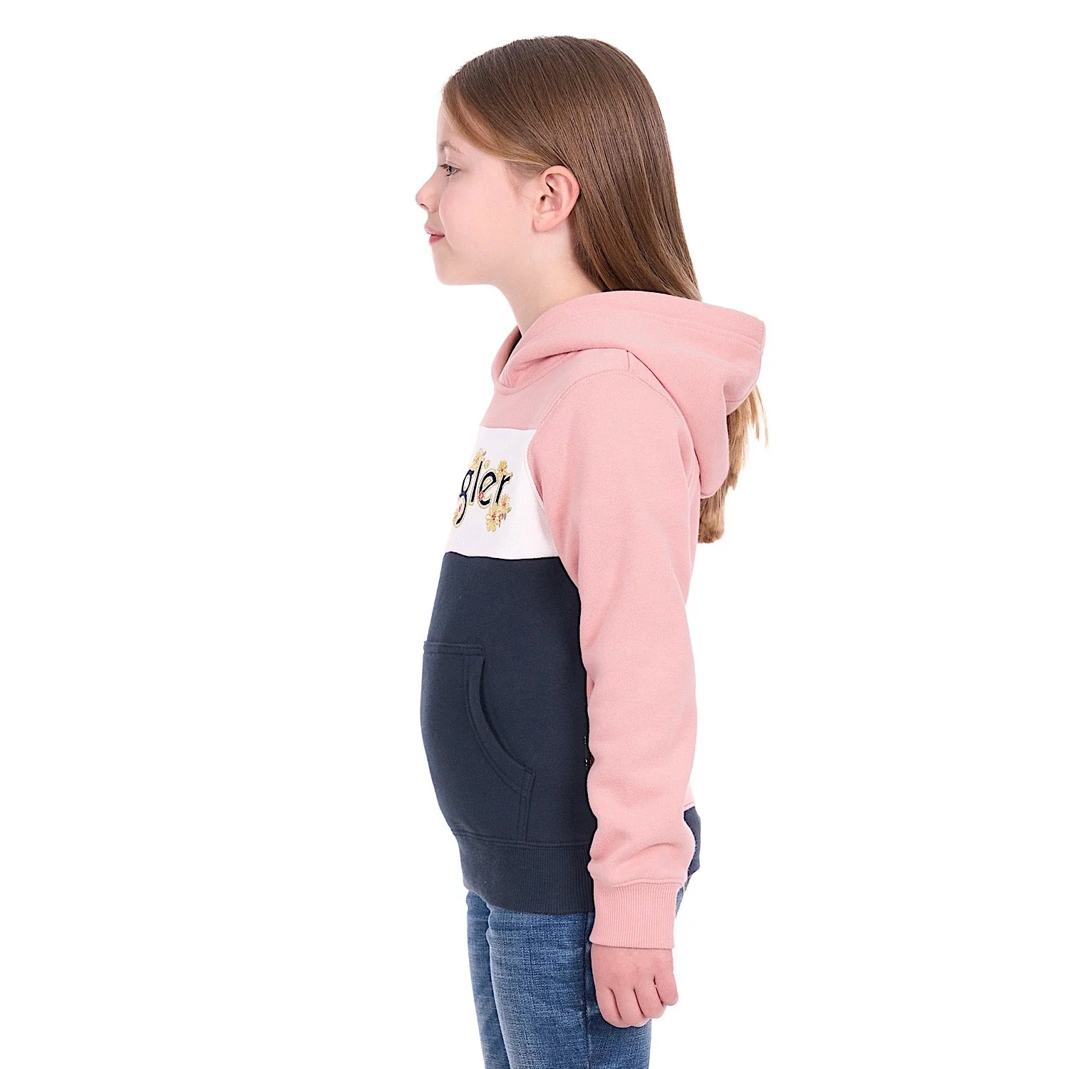 Wrangler Girl's Brooke Pullover Hoodie - Rose/Navy - Image 3