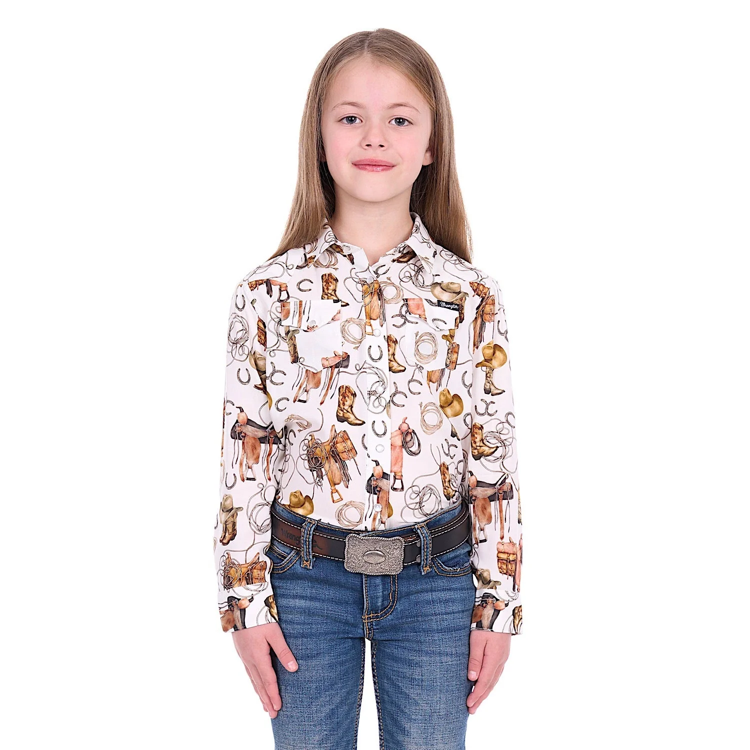 Wrangler Girl's Marilyn Logo Shirt - Ivory