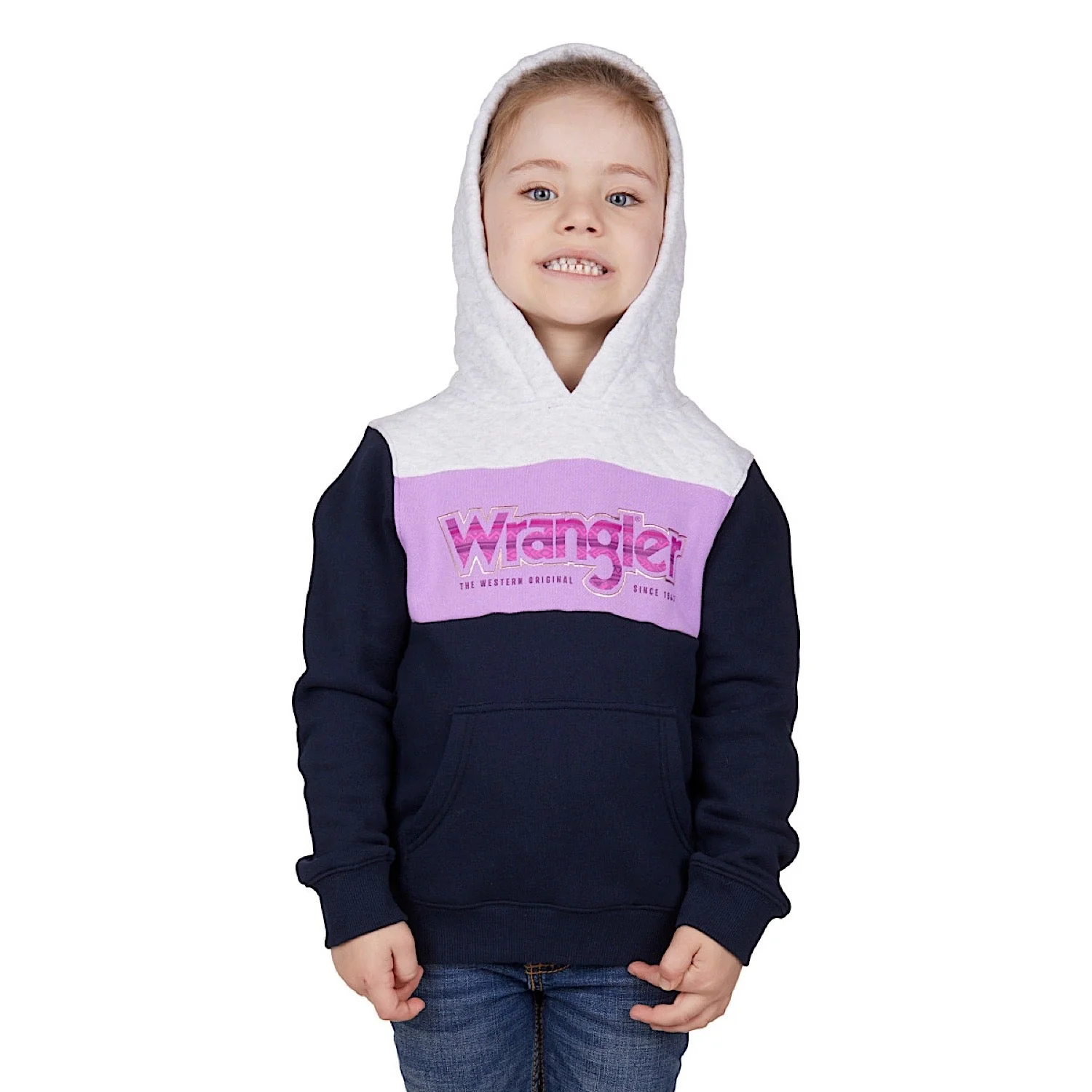 Wrangler Girls Salley Pullover Hoodie - Navy/White Marle - Image 4