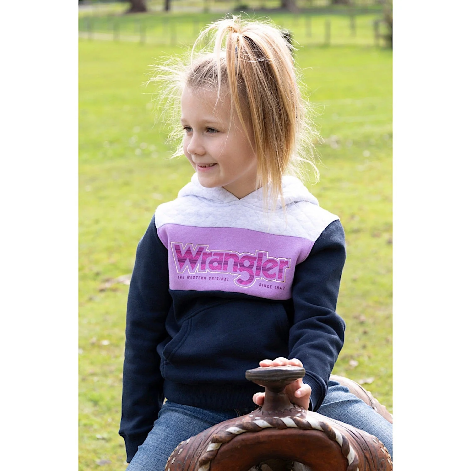 Wrangler Girls Salley Pullover Hoodie - Navy/White Marle - Image 5