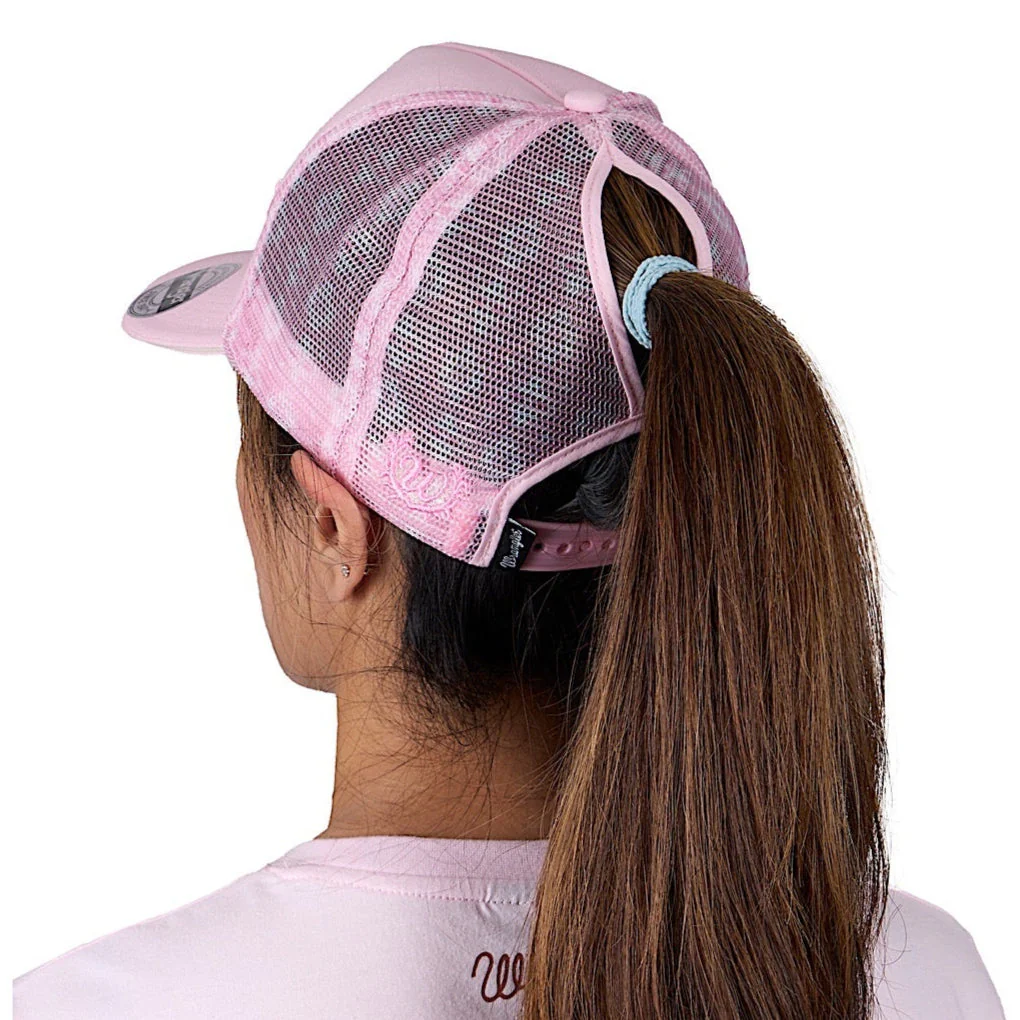 Wrangler Kimmy High Profile Ponytail Trucker Cap - Pink - Image 4