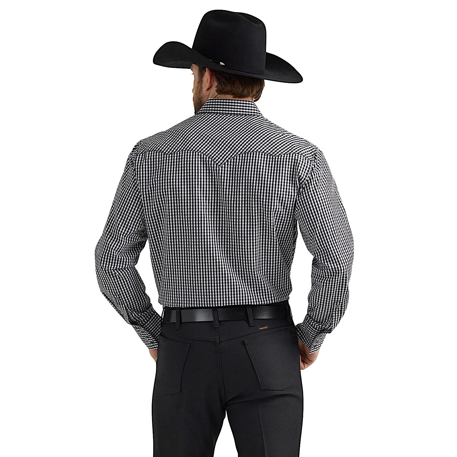 Wrangler Men's Ben Rodeo Western Snap Shirt - Black Gingham - Image 3