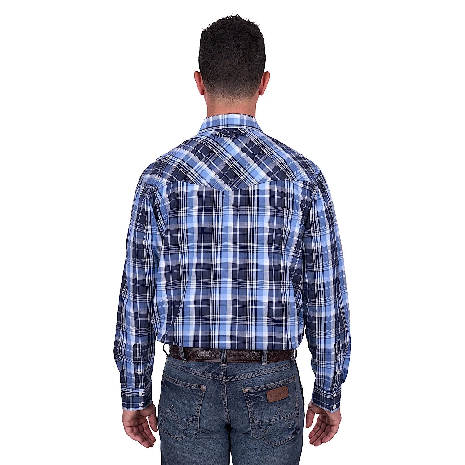 Wrangler Men's Billy Logo Shirt - Navy/Light Blue - Image 5