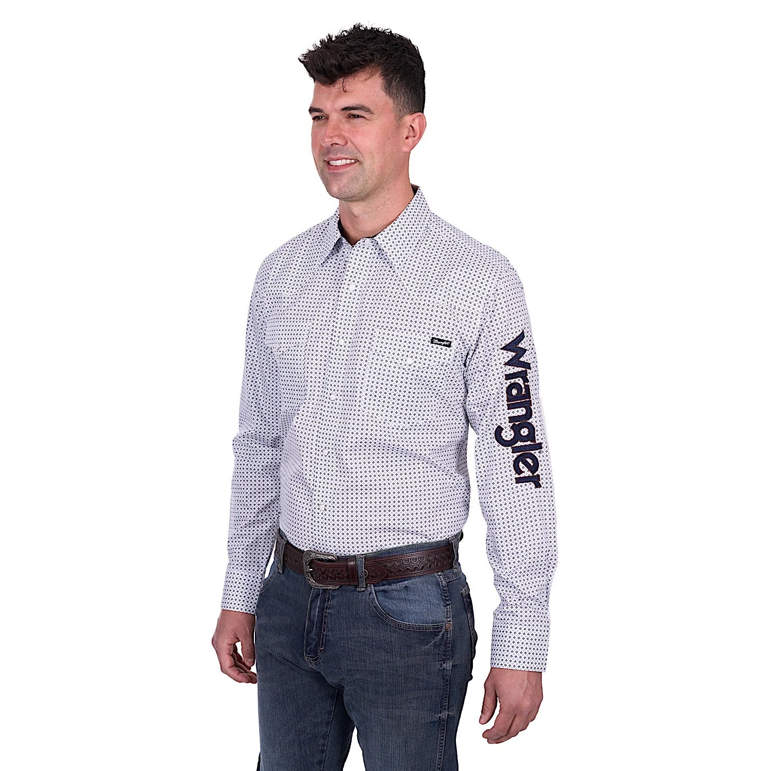 Wrangler Men's Brent Logo Shirt - White/Navy