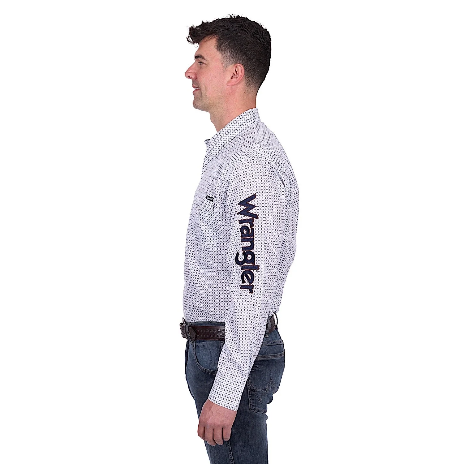 Wrangler Men's Brent Logo Shirt - White/Navy - Image 3