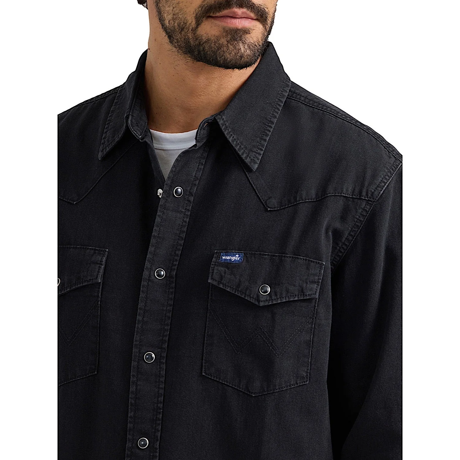 Wrangler Men's Classic Fit Denim Shirt - Black Denim - Image 3