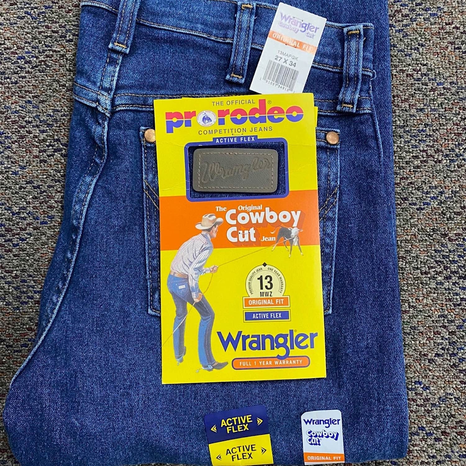 Wrangler Men's Cowboy Cut Original Fit Active Flex Jean Stonewash - Image 5