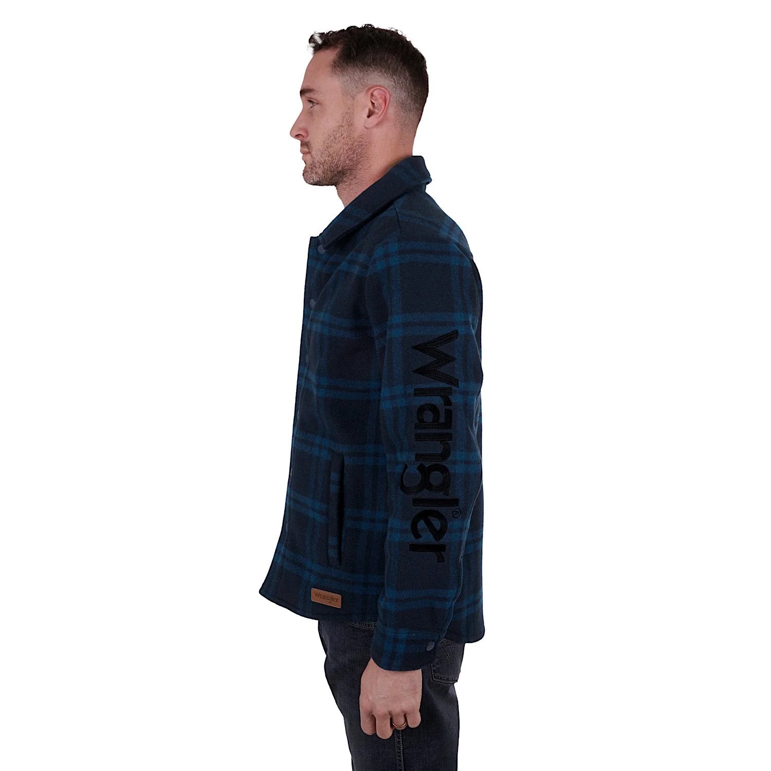 Wrangler Men's Daniel Logo Wool Overshirt Navy - Image 2