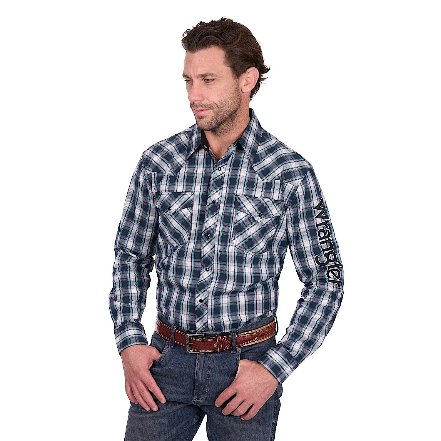 Wrangler Men's Dustin Logo Shirt - Black/Green