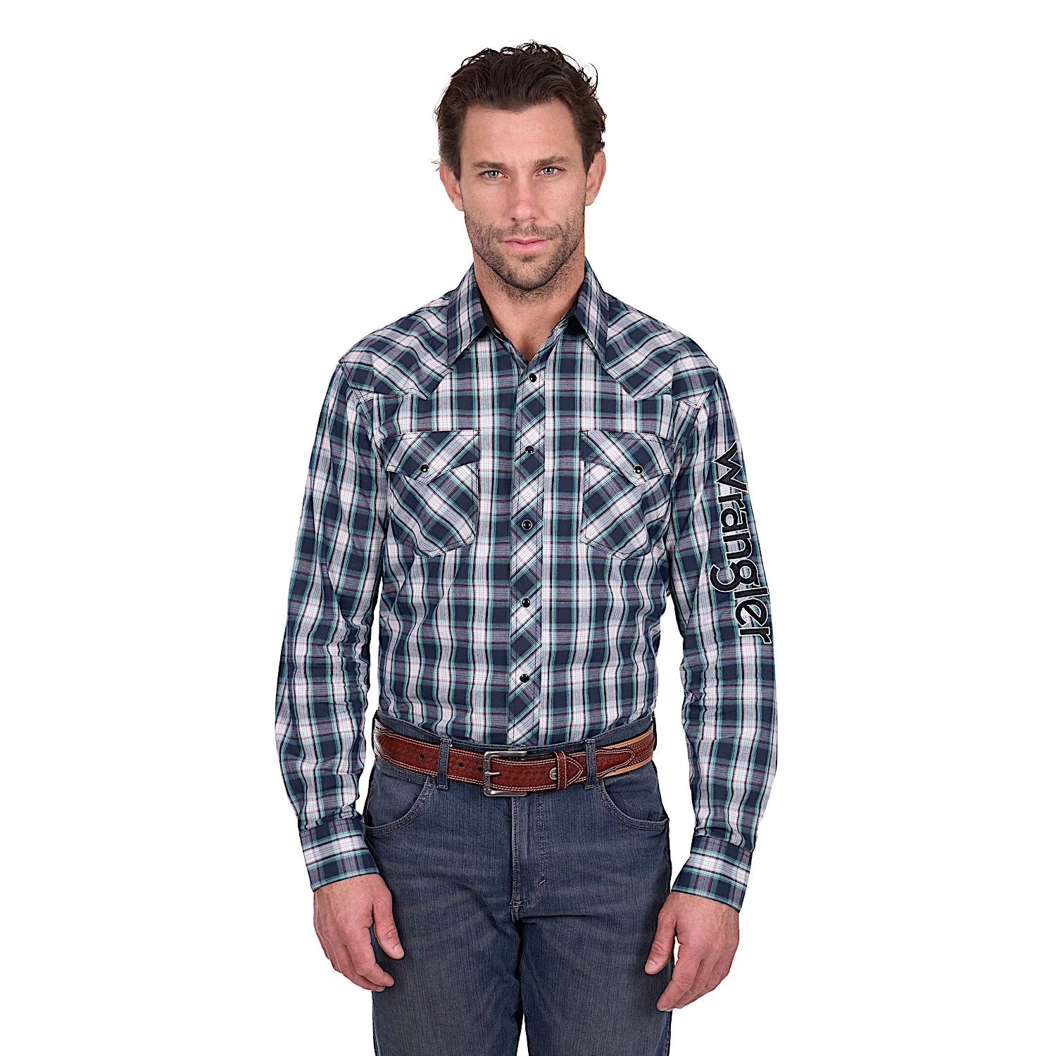Wrangler Men's Dustin Logo Shirt - Black/Green - Image 2