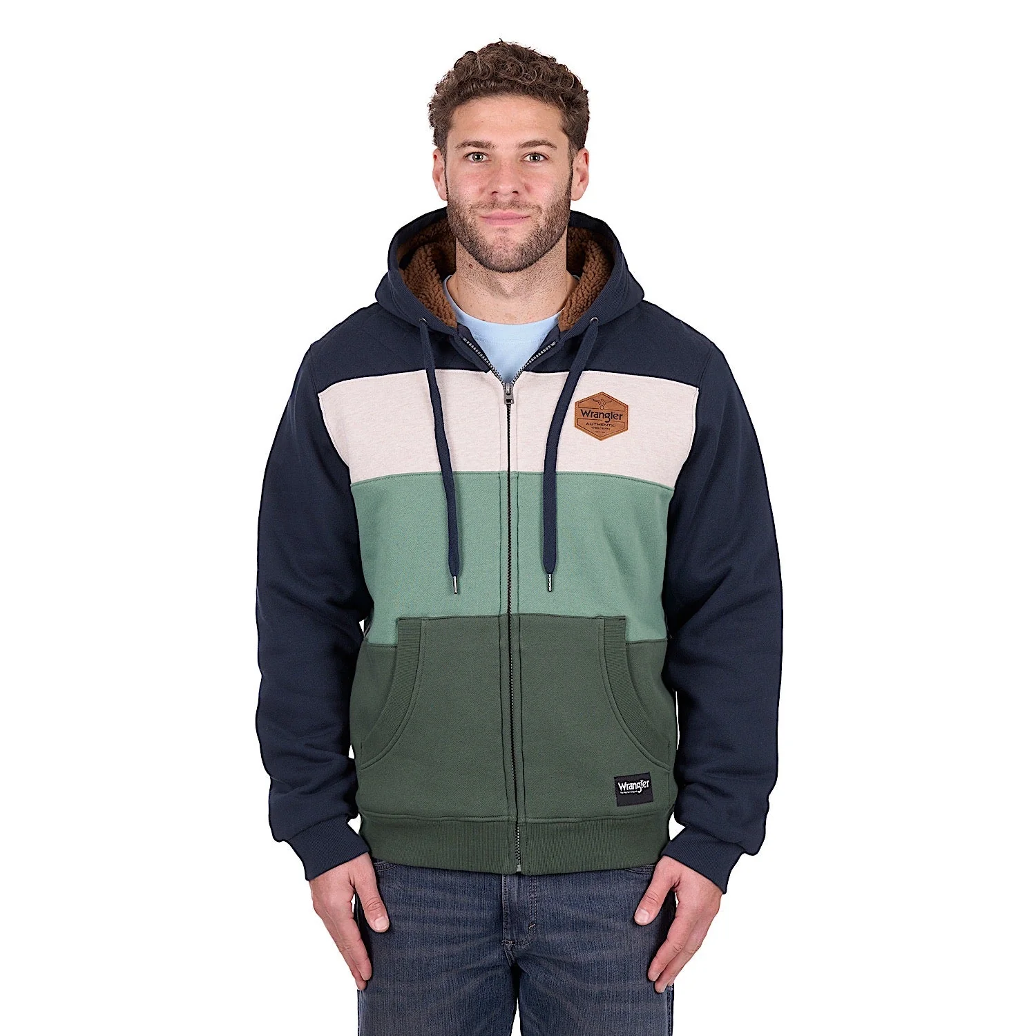 Wrangler Men's Dwayne Zip Up Hoodie - Navy/Cypress