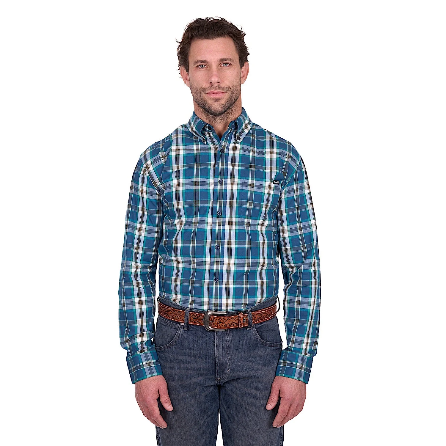 Wrangler Men's Erik Shirt - Blue/Cypress