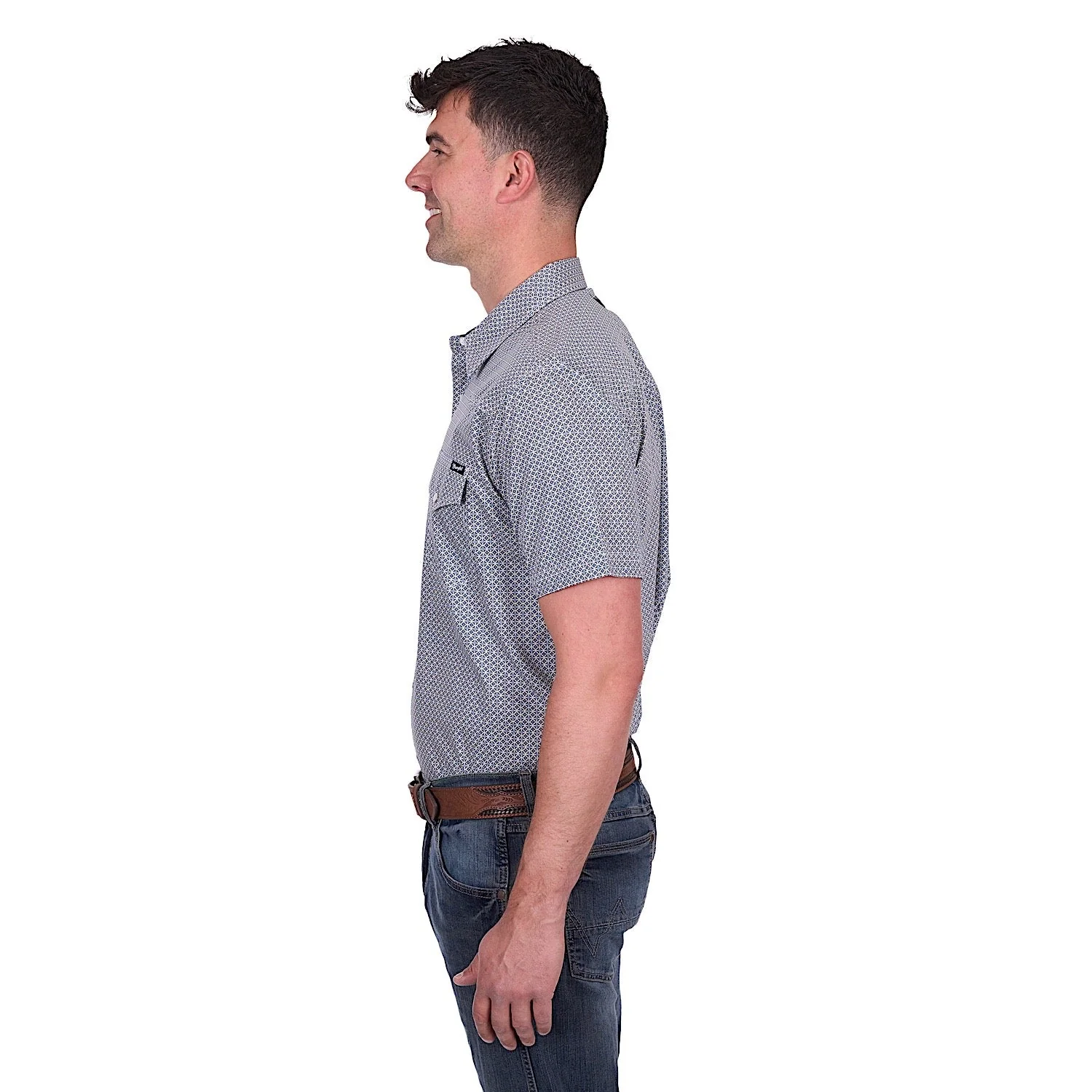 Wrangler Men's Jimmy Short Sleeve Shirt - Navy/Gold - Image 2