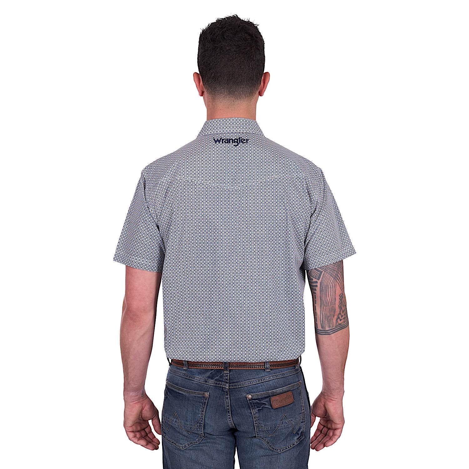 Wrangler Men's Jimmy Short Sleeve Shirt - Navy/Gold - Image 4