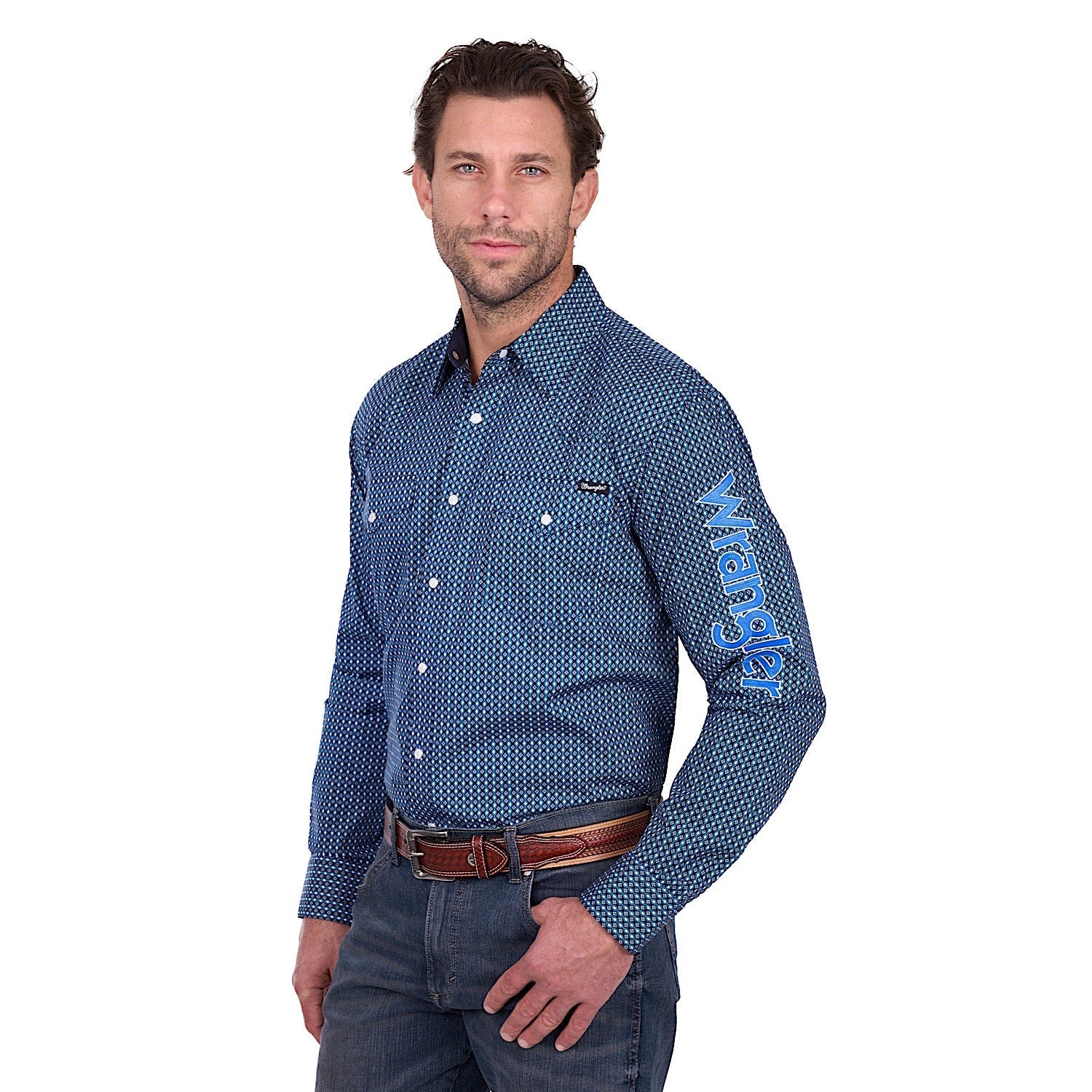 Wrangler Men's Kylie Logo Shirt - Navy/Blue