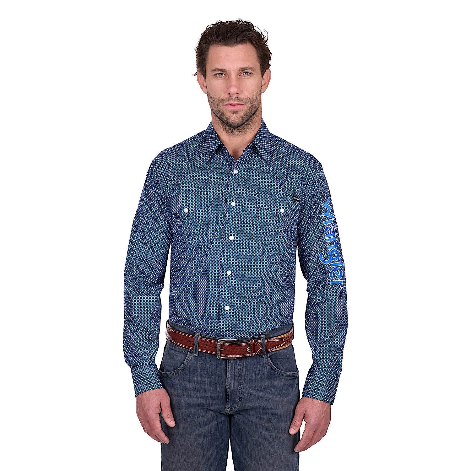 Wrangler Men's Kylie Logo Shirt - Navy/Blue - Image 2