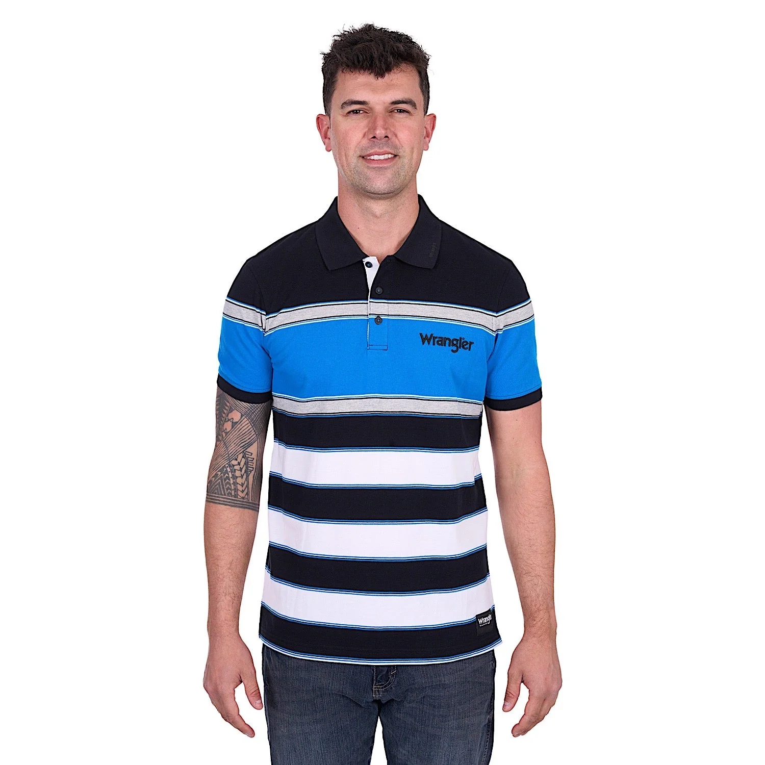 Wrangler Men's Lawrie Polo - Black/Royal - Image 3