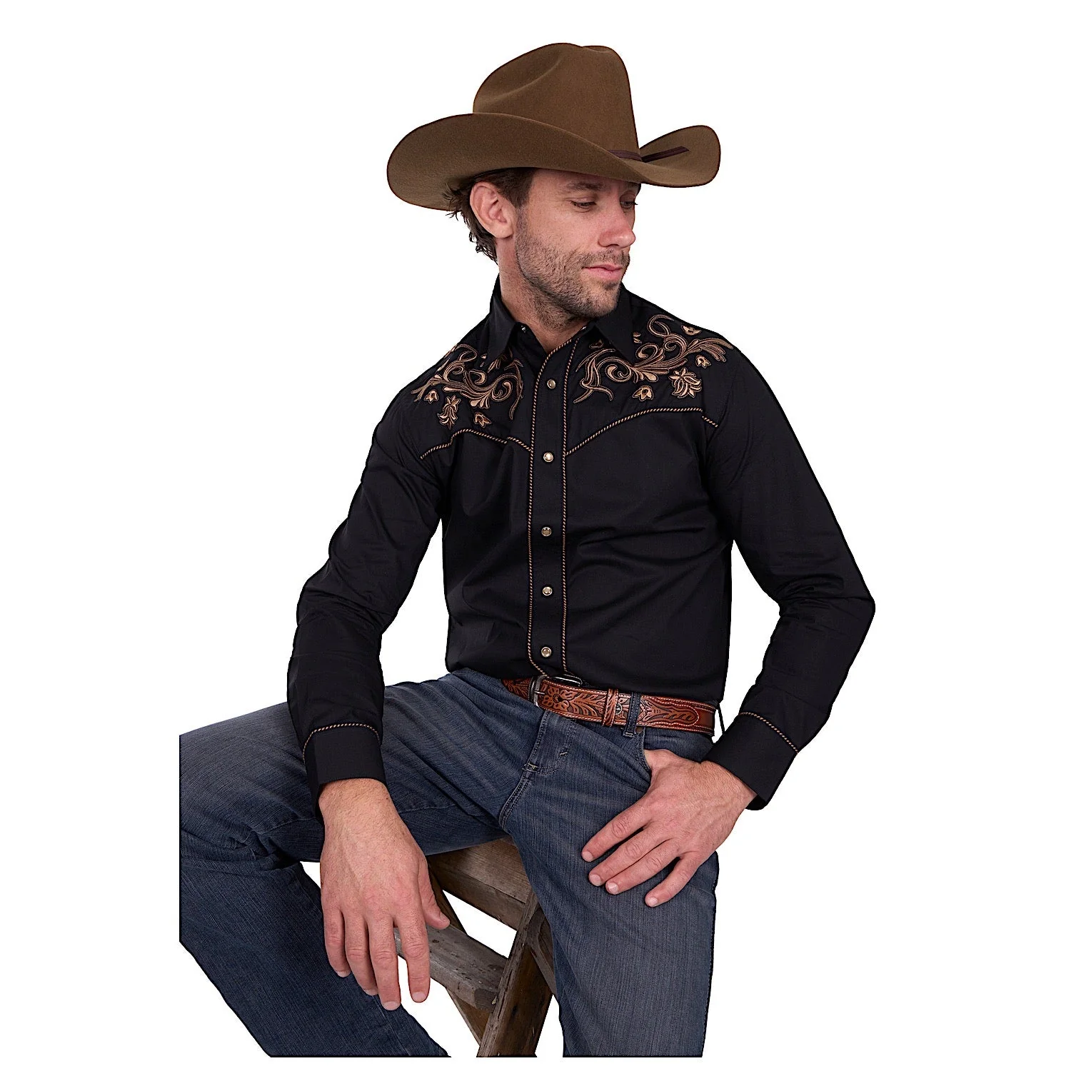 Wrangler Men's Luke Embroidered Shirt - Black - Image 2
