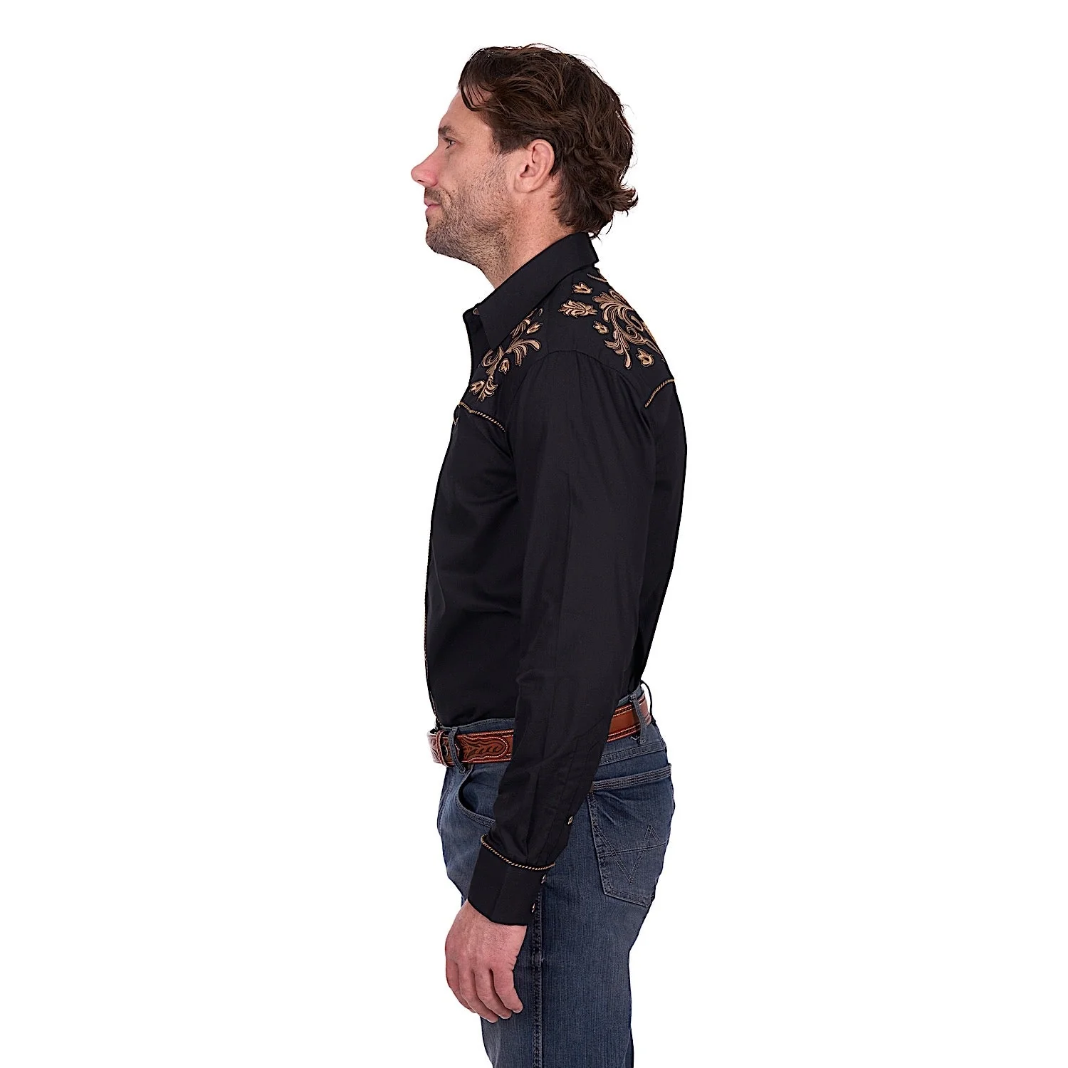 Wrangler Men's Luke Embroidered Shirt - Black - Image 3