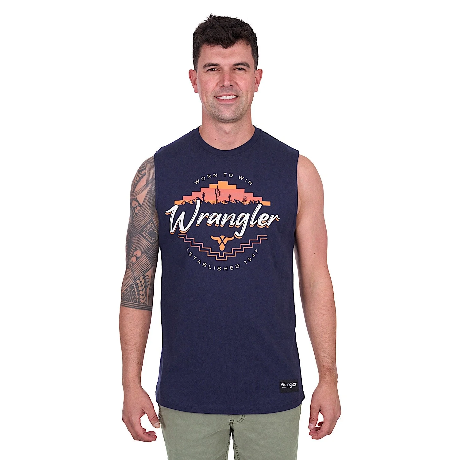 Wrangler Men's Mario Muscle Tank - Navy