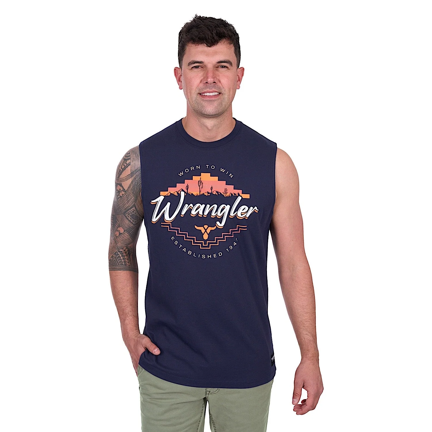 Wrangler Men's Mario Muscle Tank - Navy - Image 3