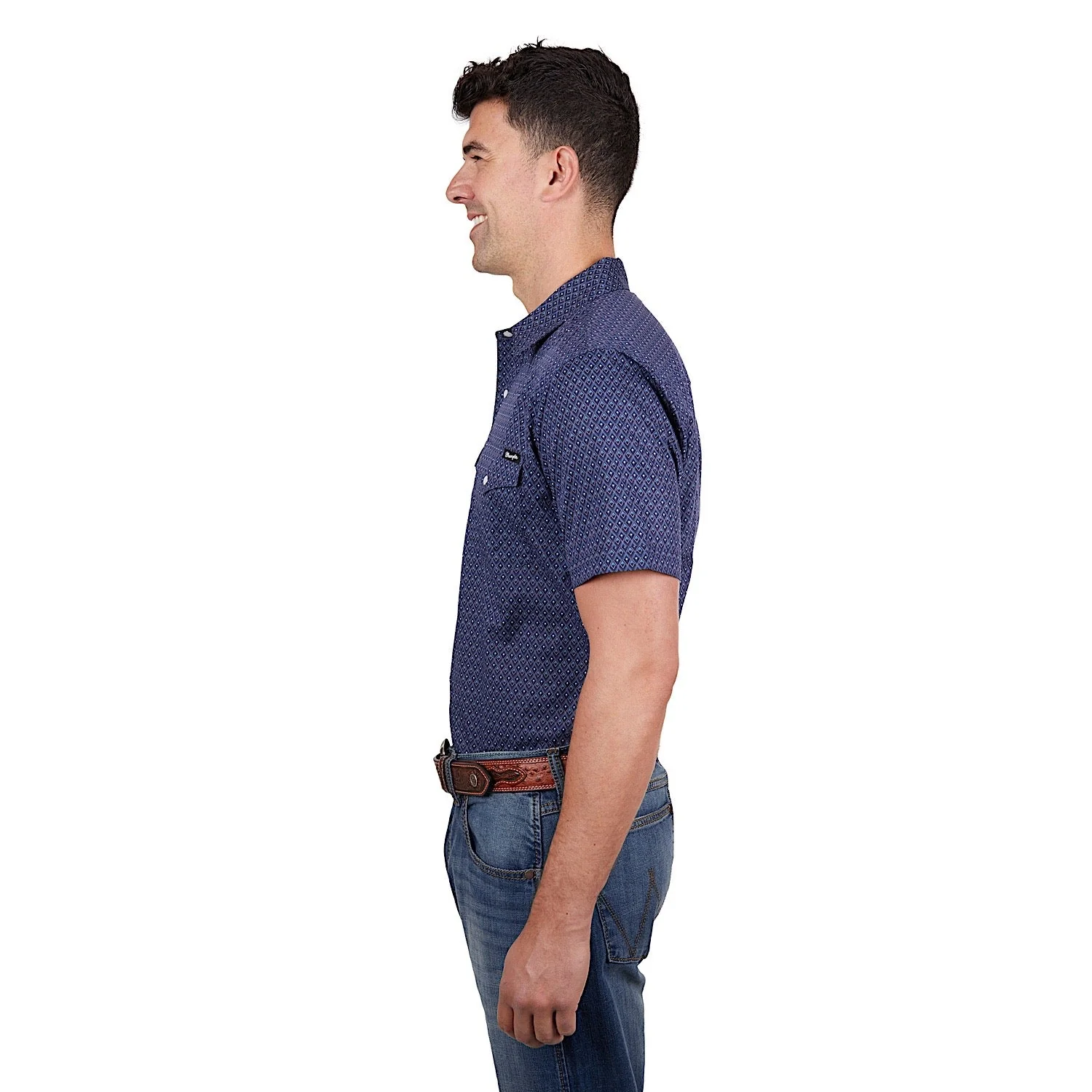 Wrangler Men's Matt Short Sleeve Shirt Navy/Blue - Image 3