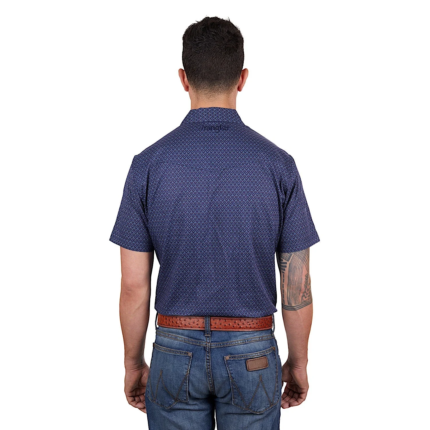 Wrangler Men's Matt Short Sleeve Shirt Navy/Blue - Image 4