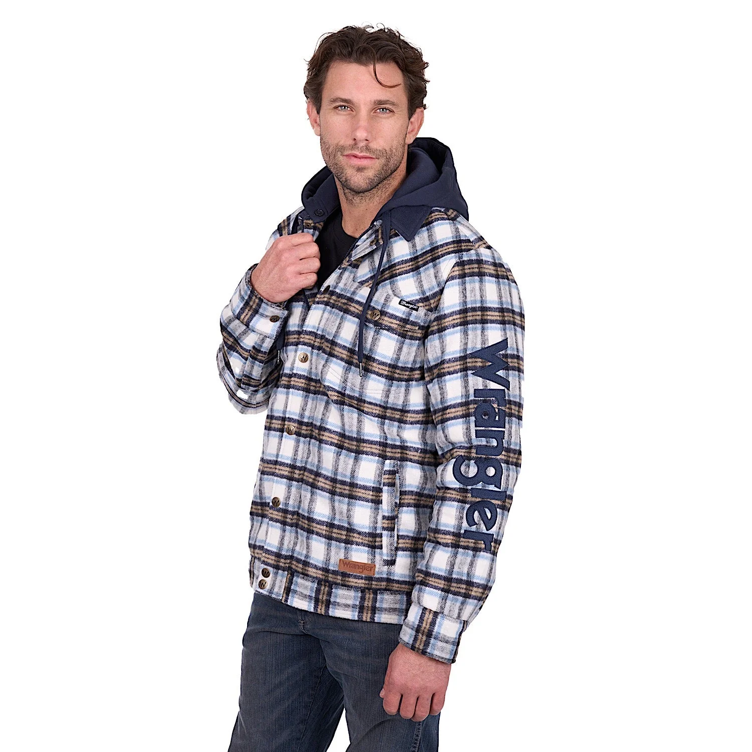 Wrangler Men's Mitchell Logo Shirt Jacket - Blue/White - Image 2