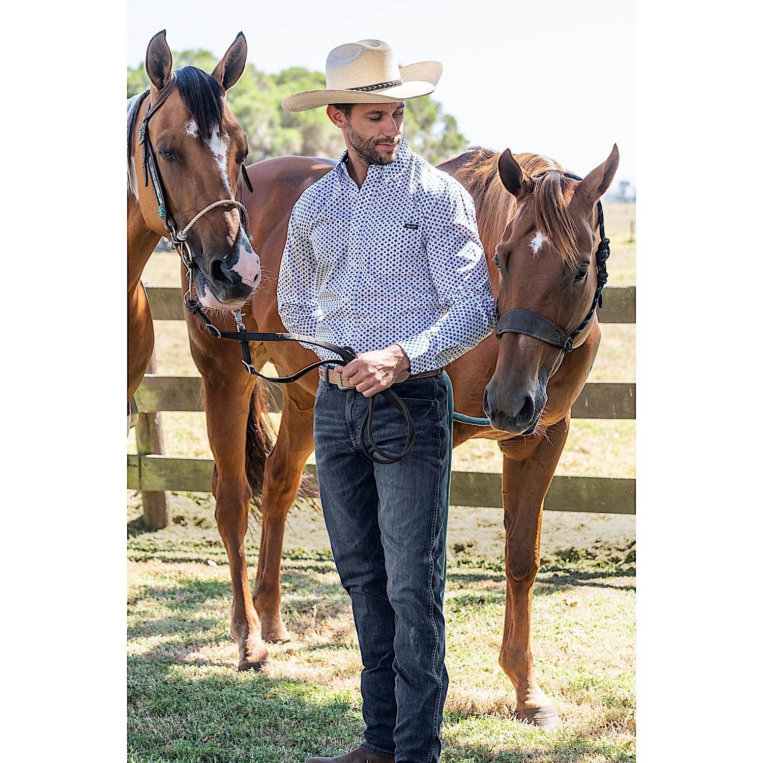 Wrangler Men's Nick Shirt Royal/Orange - Image 5