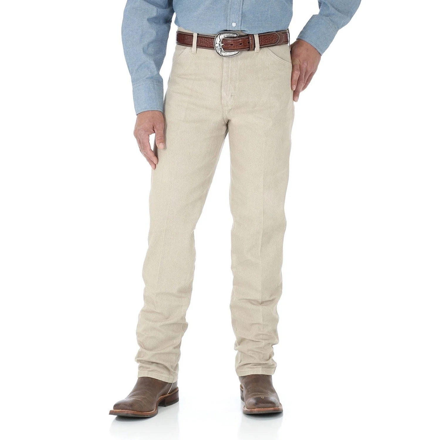 Wrangler Men's Original Fit Jean Prewashed Tan - Image 3