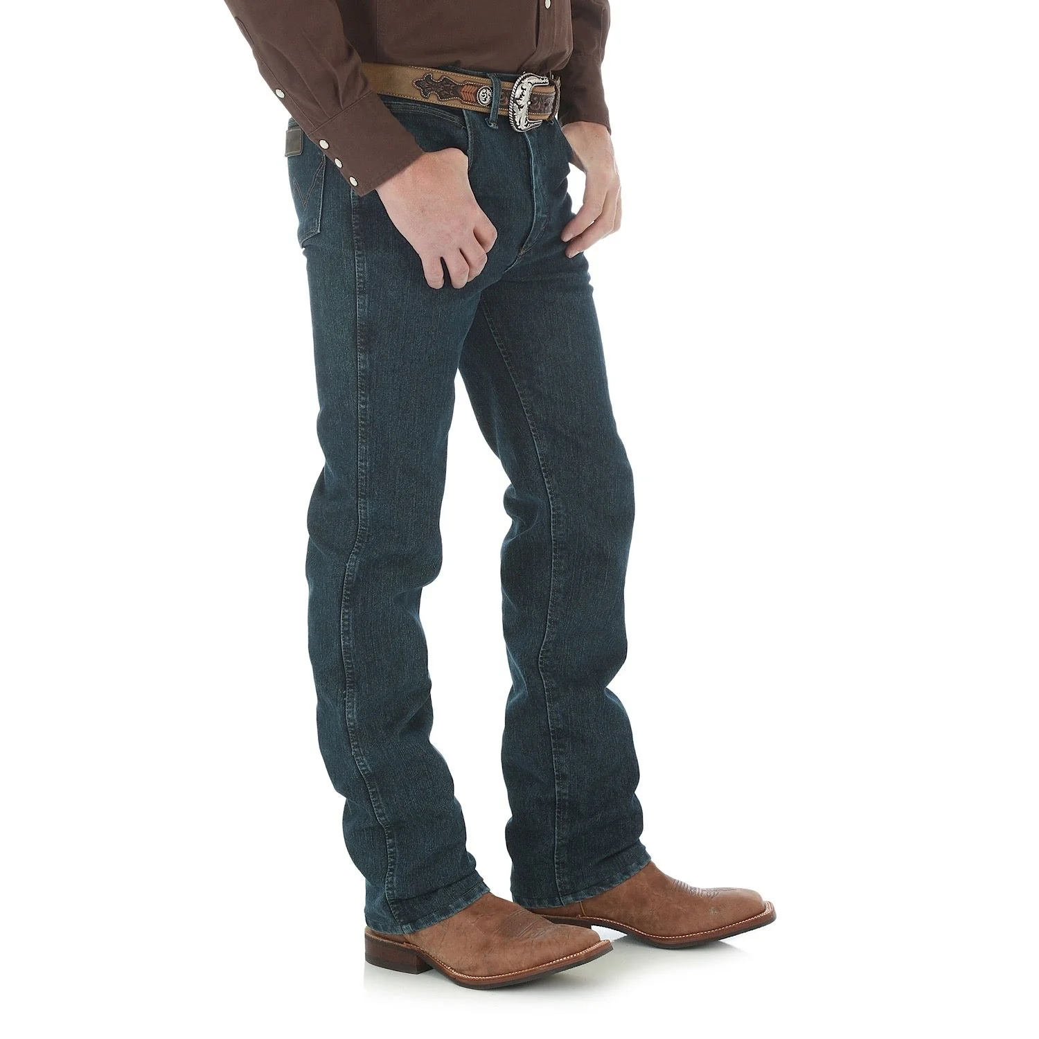 Wrangler Men's Comfort Cowboy Cut Slim Fit Jean - 34" Dark Tint - Image 2