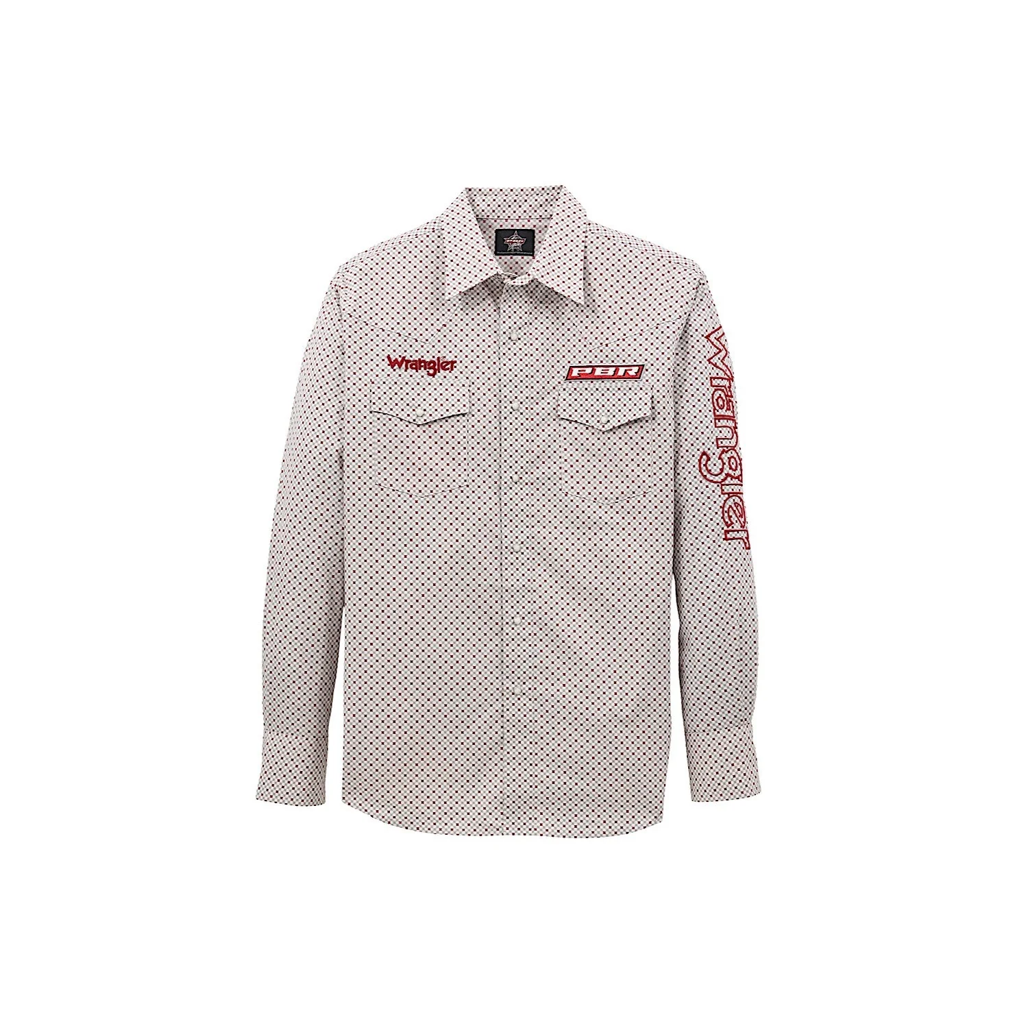 Wrangler Men's PBR Logo Classic Fit Shirt - Gray/Red