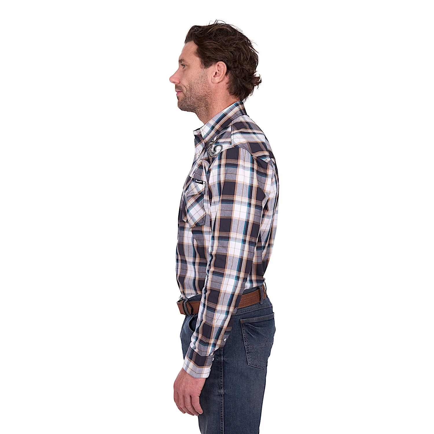 Wrangler Men's Ricky Embroidered Shirt - Black/Tan - Image 3