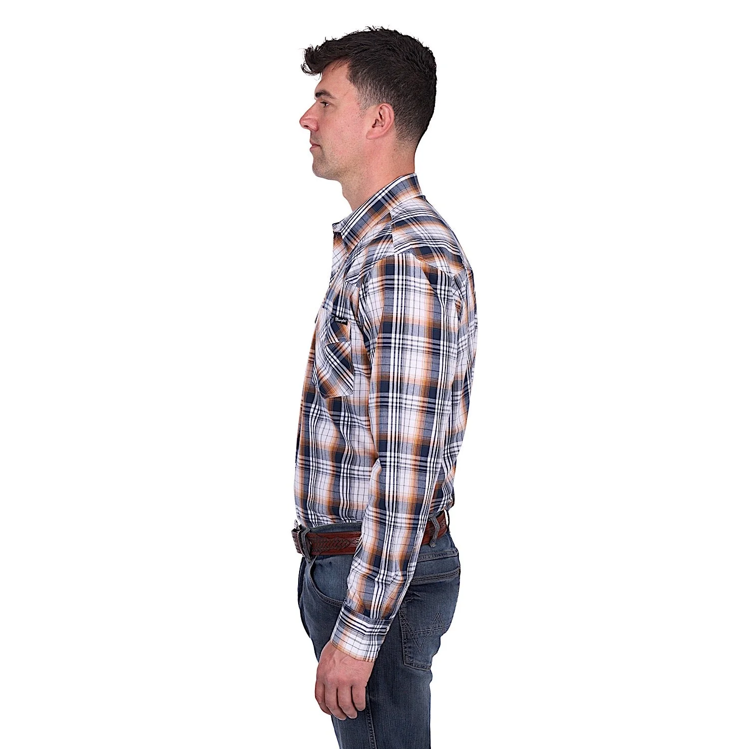 Wrangler Men's Toby Shirt - Navy/Orange - Image 4