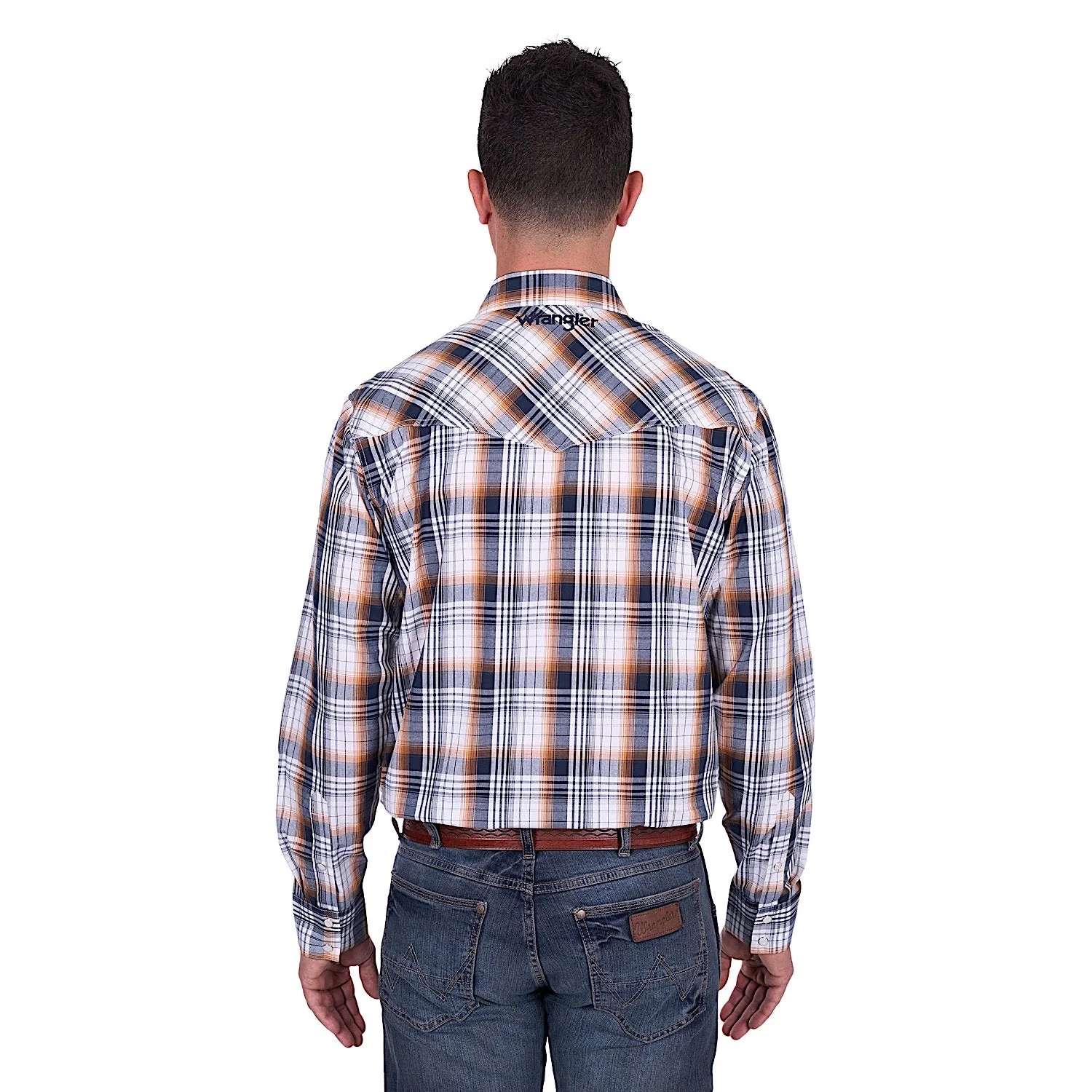 Wrangler Men's Toby Shirt - Navy/Orange - Image 5