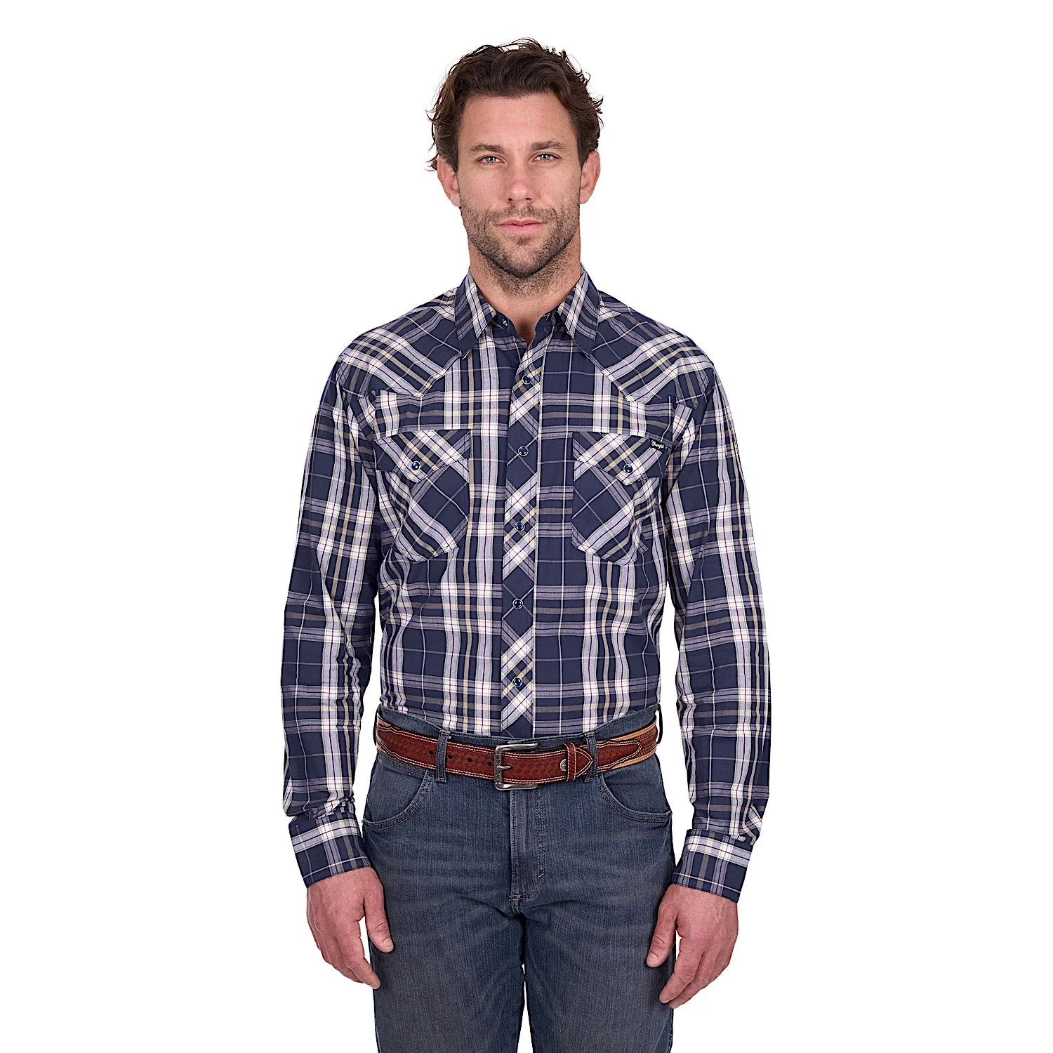Wrangler Men's Wayne Shirt - Navy/Tan