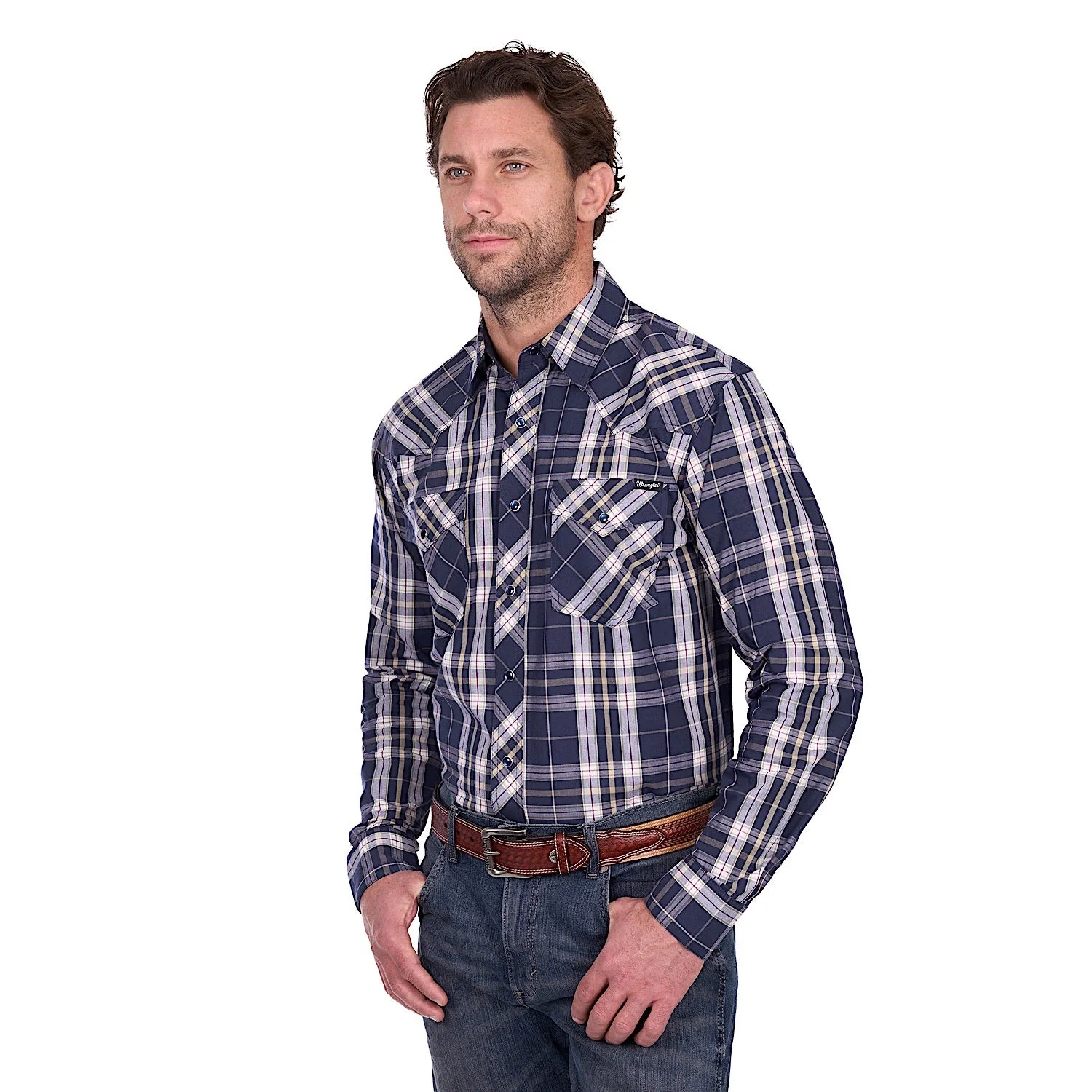 Wrangler Men's Wayne Shirt - Navy/Tan - Image 2