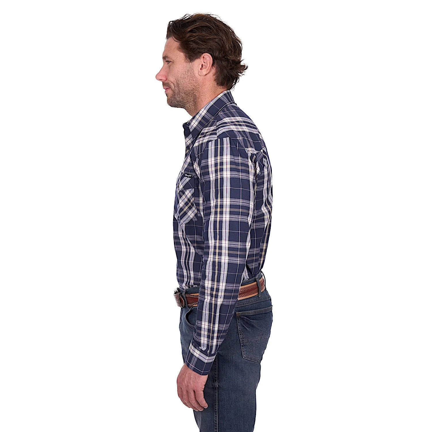 Wrangler Men's Wayne Shirt - Navy/Tan - Image 3