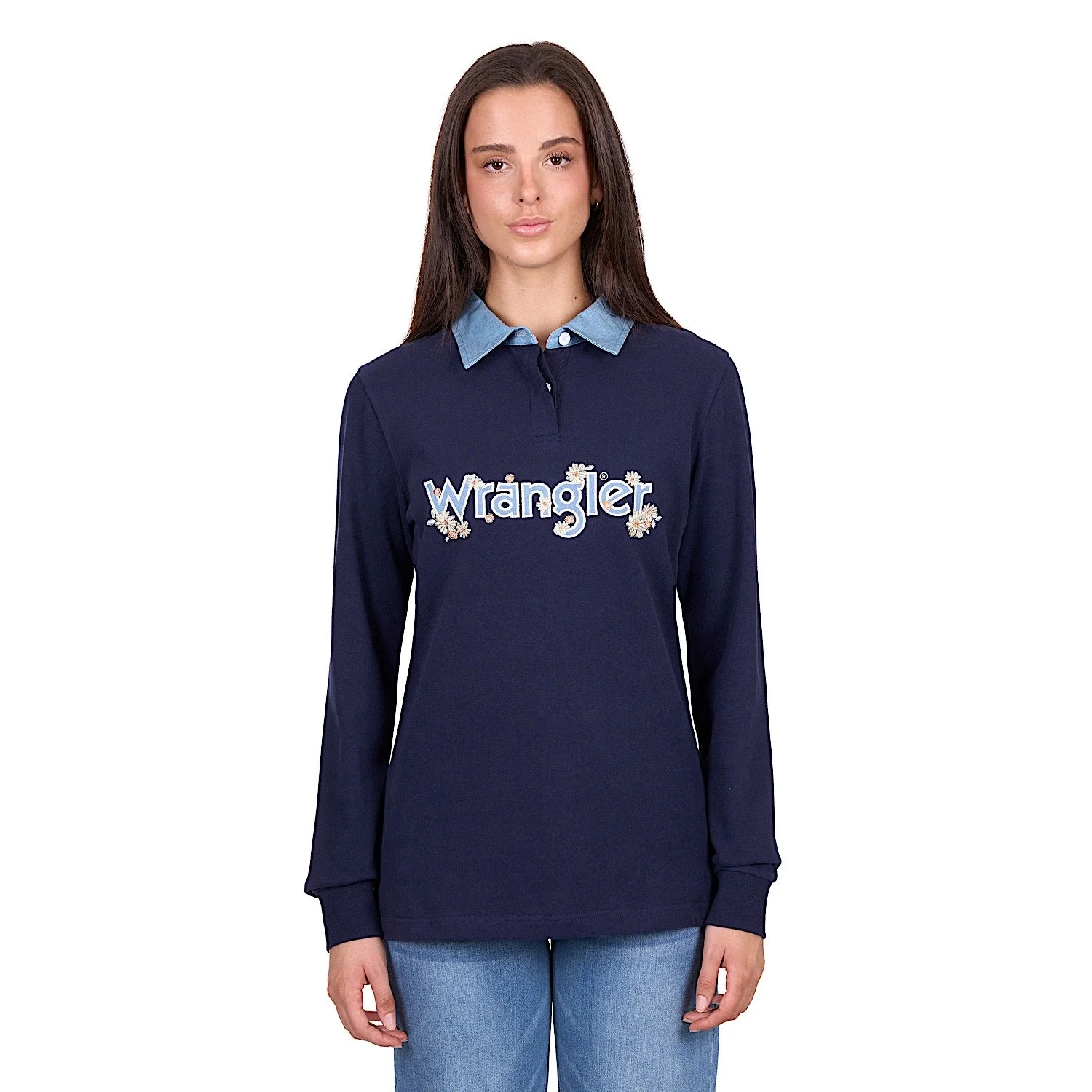 Wrangler Women's Brooke Rugby - Navy/Light Blue