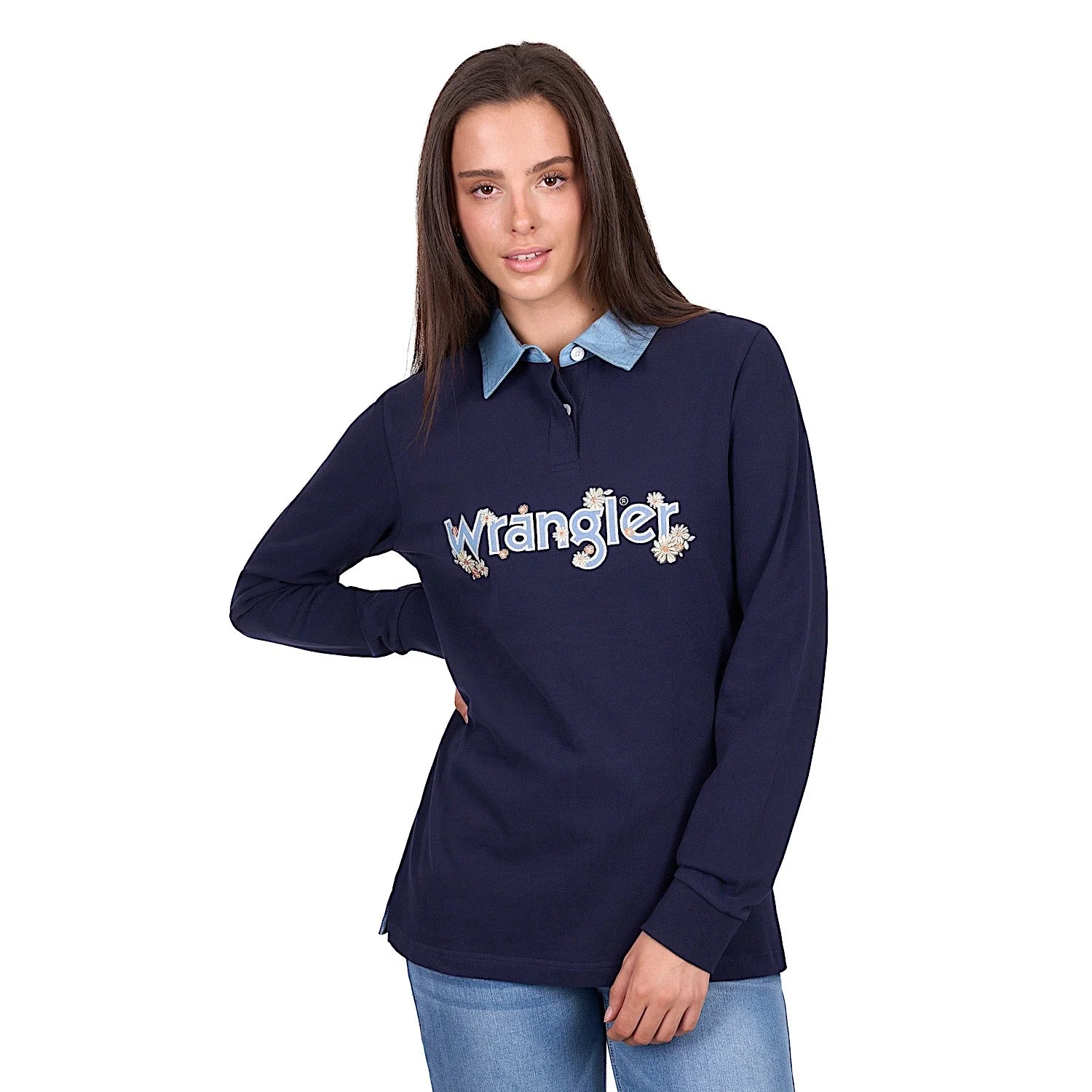 Wrangler Women's Brooke Rugby - Navy/Light Blue - Image 2