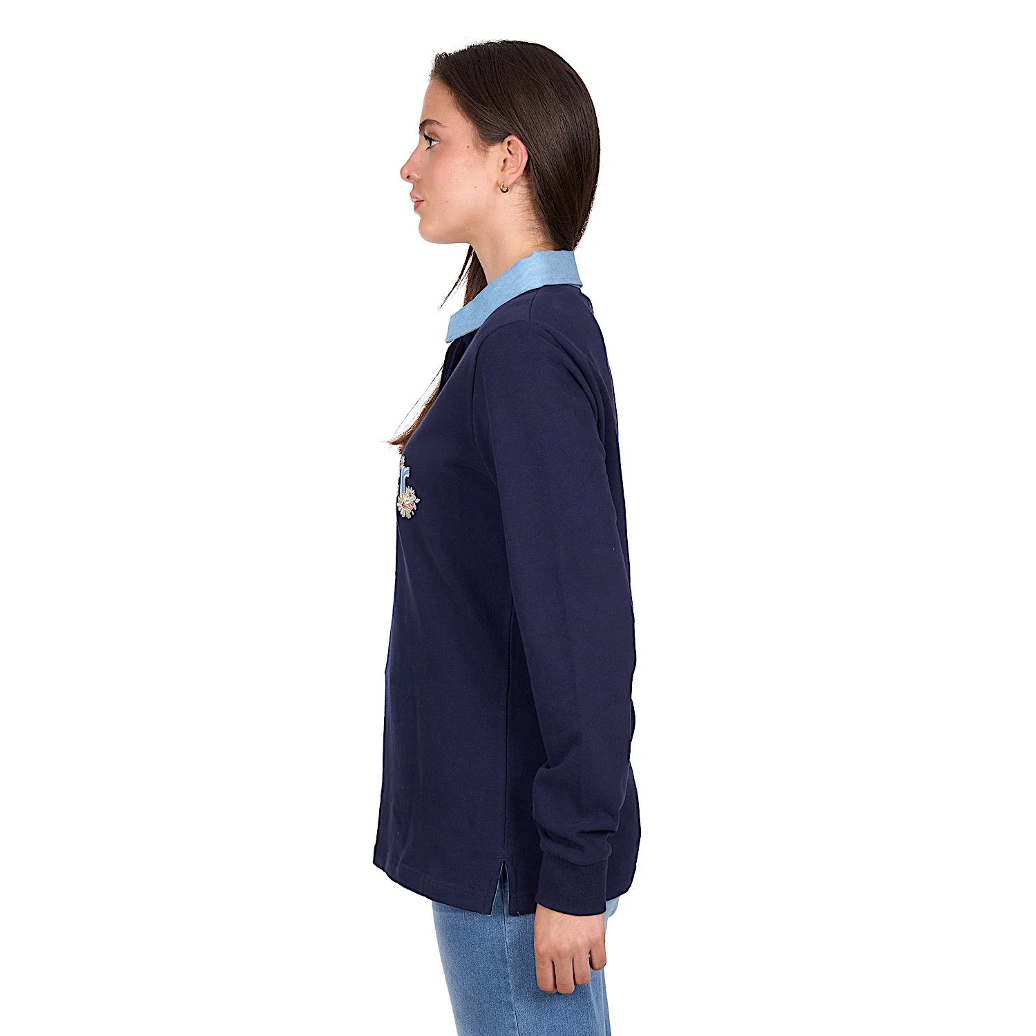 Wrangler Women's Brooke Rugby - Navy/Light Blue - Image 3